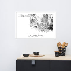 Oklahoma State Topographic Map Art