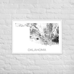Oklahoma State Topographic Map Art