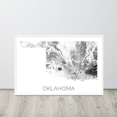 Oklahoma State Topographic Map Art
