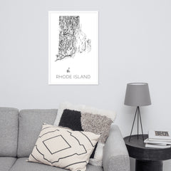 Rhode Island State Topographic Map Art