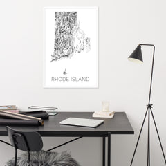Rhode Island State Topographic Map Art