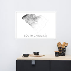 South Carolina State Topographic Map Art