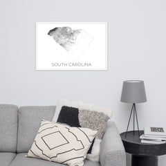 South Carolina State Topographic Map Art