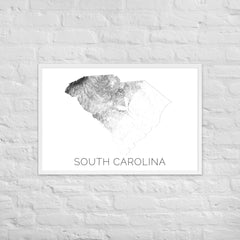 South Carolina State Topographic Map Art