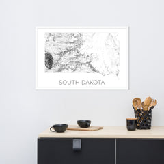 South Dakota State Topographic Map Art