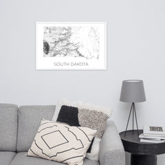 South Dakota State Topographic Map Art