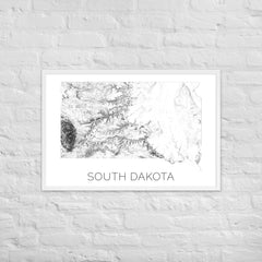 South Dakota State Topographic Map Art