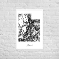 Utah State Topographic Map Art
