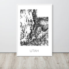 Utah State Topographic Map Art