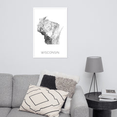 Wisconsin State Topographic Map Art