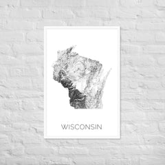 Wisconsin State Topographic Map Art
