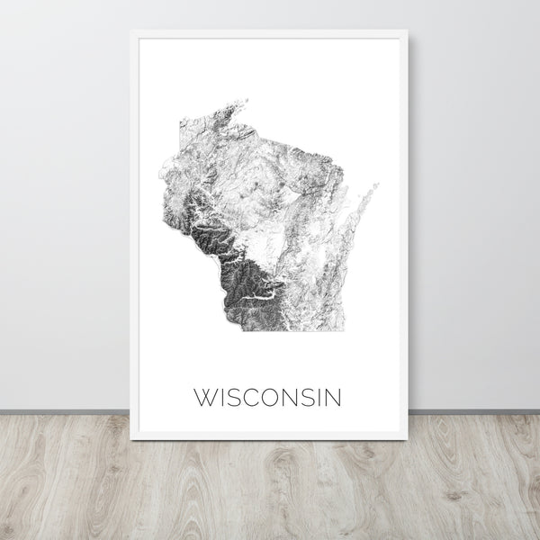 Wisconsin State Topographic Map Art