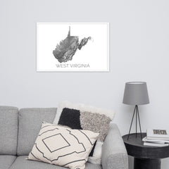 West Virginia State Topographic Map Art