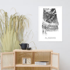 Alabama State Topographic Map Art