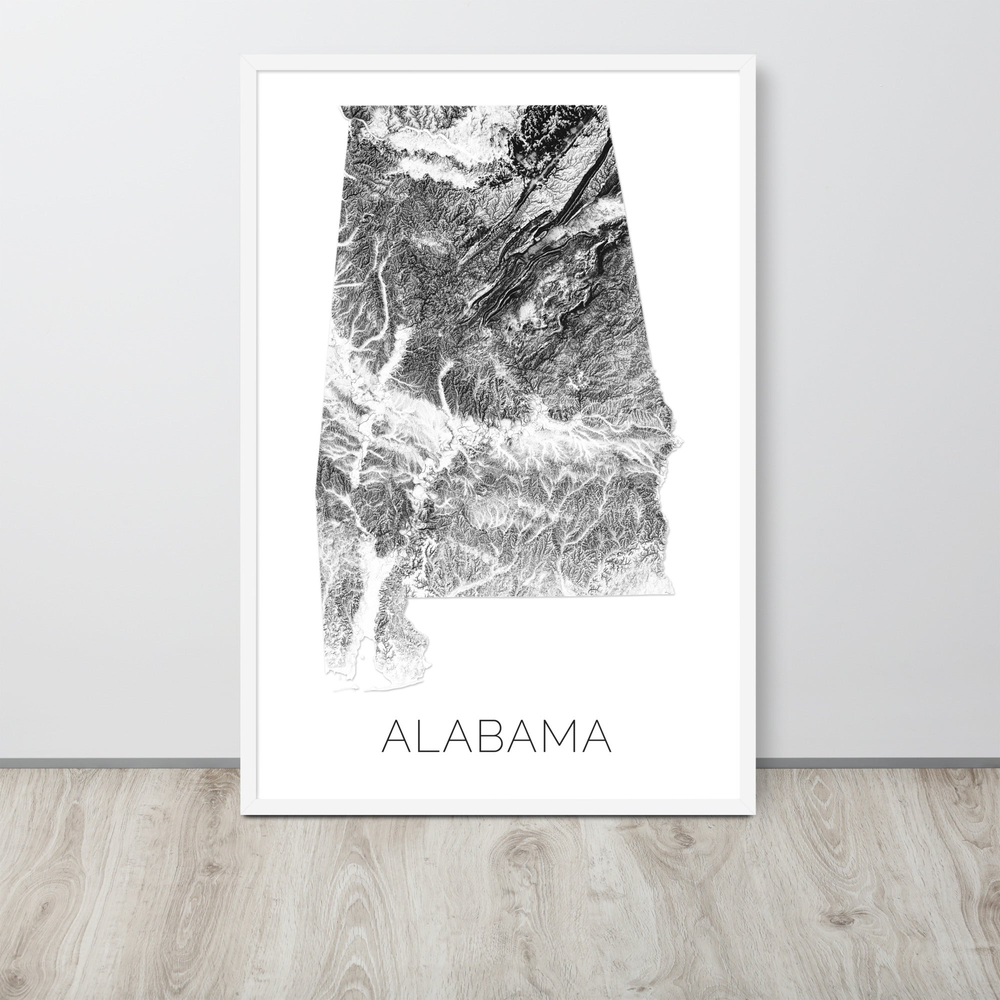 Alabama State Topographic Map Art