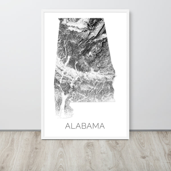 Alabama State Topographic Map Art