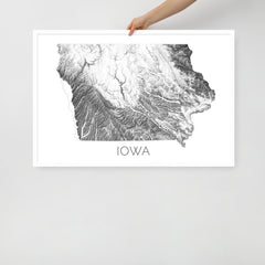 Iowa State Topographic Map Art