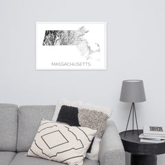 Massachusetts State Topographic Map Art