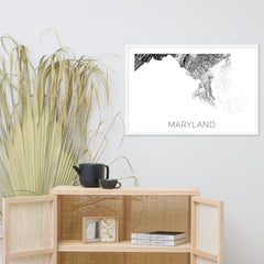 Maryland State Topographic Map Art