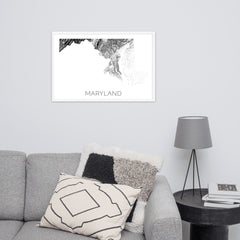 Maryland State Topographic Map Art