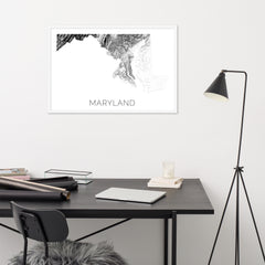Maryland State Topographic Map Art