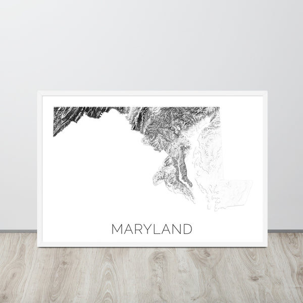 Maryland State Topographic Map Art