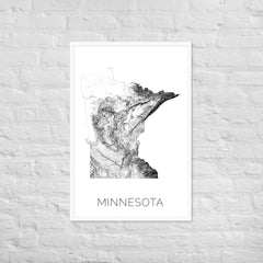 Minnesota State Topographic Map Art