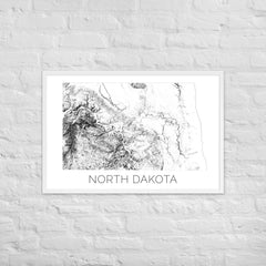 North Dakota State Topographic Map Art