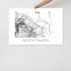 North Dakota State Topographic Map Art