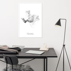 Texas State Topographic Map Art