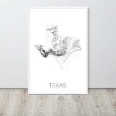 Texas State Topographic Map Art