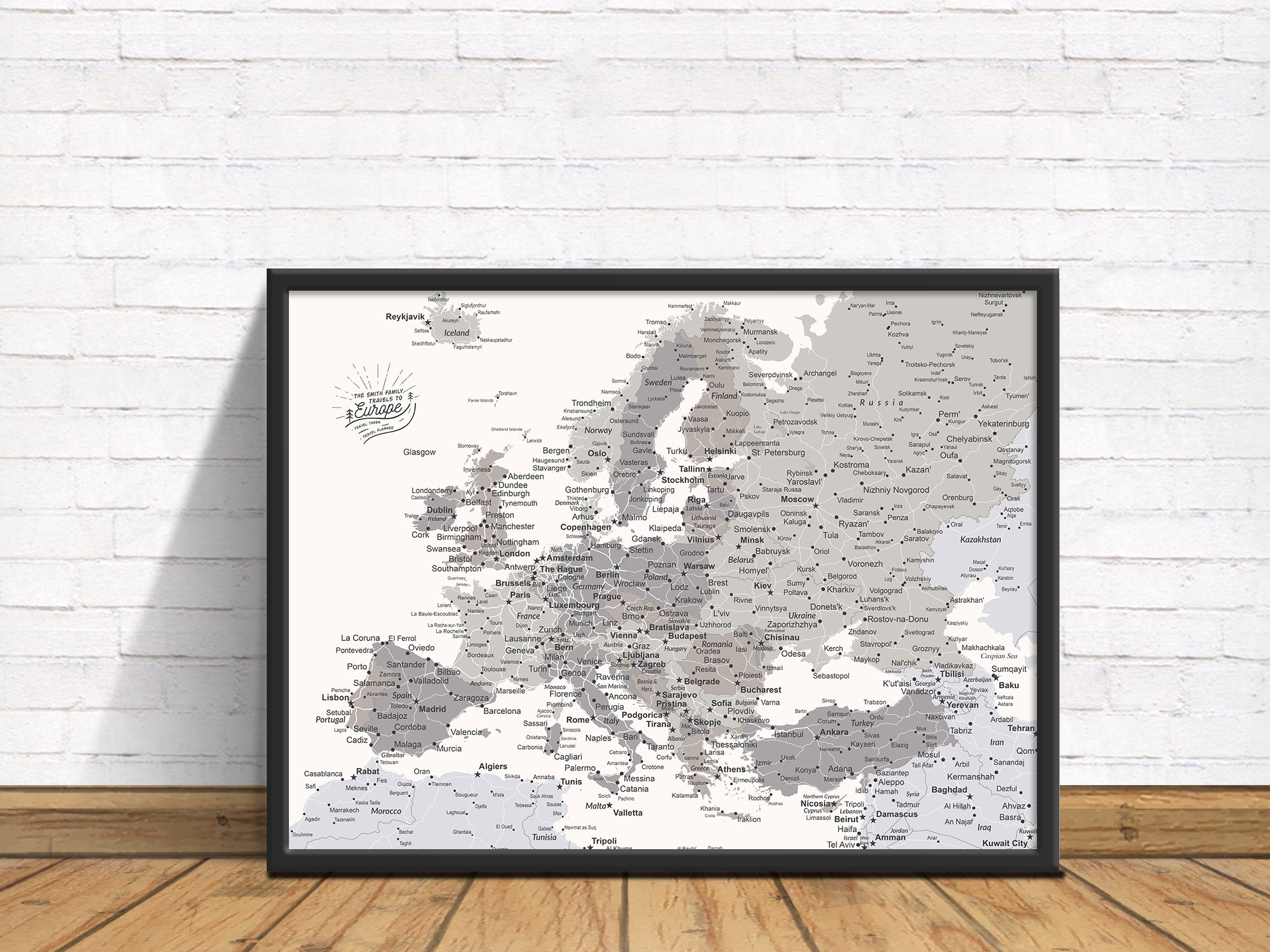 Push Pin Europe Map – Grey And Cream