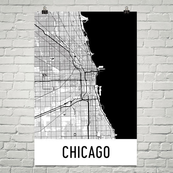 Chicago IL Street Map Poster White
