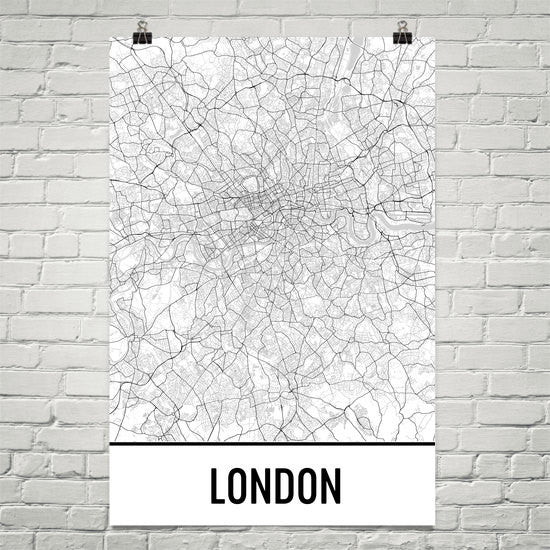 London England Street Map Poster White