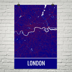 London England Street Map Poster Blue