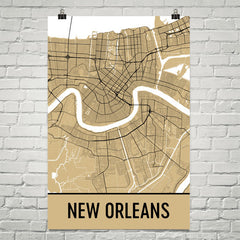 New Orleans Map Street Map Poster Gold