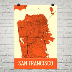 San Francisco CA Street Map Poster Black