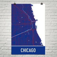 Chicago IL Street Map Poster Black