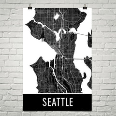 Seattle WA Street Map Poster Red