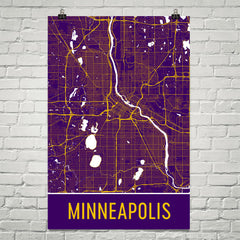 Minneapolis MN Street Map Poster Black