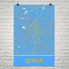 Denver CO Street Map Poster Maroon