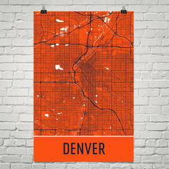 Denver CO Street Map Poster Black