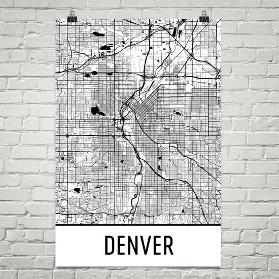 Denver CO Street Map Poster White