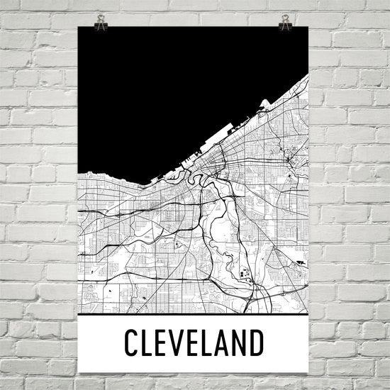 Cleveland OH Street Map Poster White