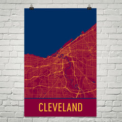 Cleveland OH Street Map Poster Black