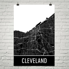 Cleveland OH Street Map Poster Red and Blue