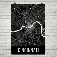 Cincinnati OH Street Map Poster Red
