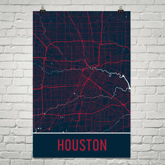 Houston TX Street Map Poster Black