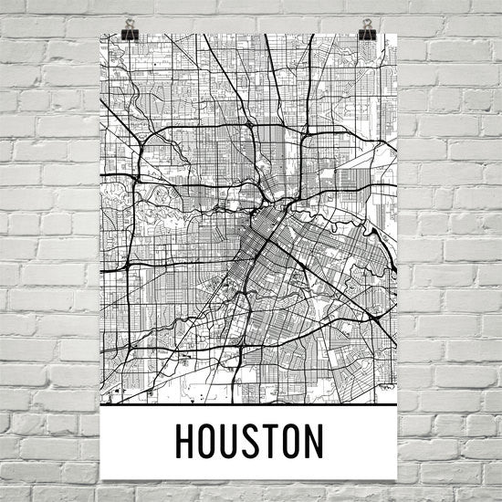 Houston TX Street Map Poster White