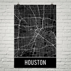 Houston TX Street Map Poster Blue